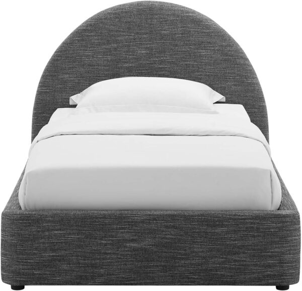 Modway Resort King Size Platform Bed with Arch Shaped Round Headboard in Taupeain-Resistant Performance Velvet King Bed, King Size Bed Frame, Soft Cloud Bed Frame, No Box Spring Needed