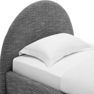 Modway Resort King Size Platform Bed with Arch Shaped Round Headboard in Taupeain-Resistant Performance Velvet King Bed, King Size Bed Frame, Soft Cloud Bed Frame, No Box Spring Needed