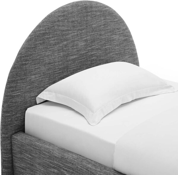 Modway Resort King Size Platform Bed with Arch Shaped Round Headboard in Taupeain-Resistant Performance Velvet King Bed, King Size Bed Frame, Soft Cloud Bed Frame, No Box Spring Needed