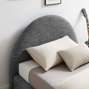 Modway Resort King Size Platform Bed with Arch Shaped Round Headboard in Taupeain-Resistant Performance Velvet King Bed, King Size Bed Frame, Soft Cloud Bed Frame, No Box Spring Needed