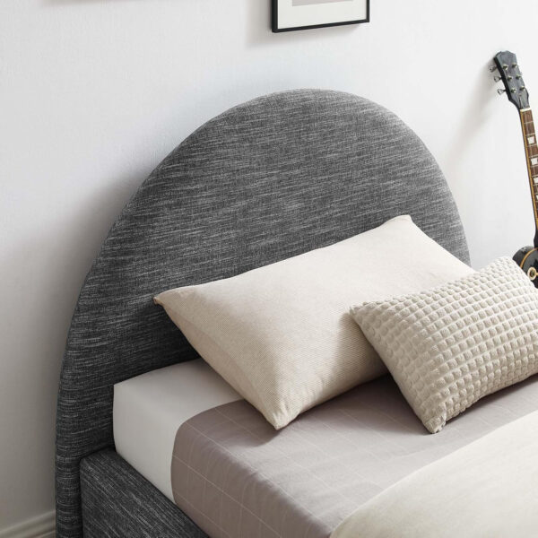 Modway Resort King Size Platform Bed with Arch Shaped Round Headboard in Taupeain-Resistant Performance Velvet King Bed, King Size Bed Frame, Soft Cloud Bed Frame, No Box Spring Needed