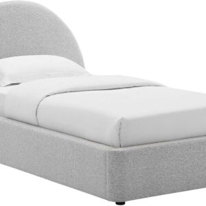 Modway Resort King Size Platform Bed with Arch Shaped Round Headboard in Taupeain-Resistant Performance Velvet King Bed, King Size Bed Frame, Soft Cloud Bed Frame, No Box Spring Needed