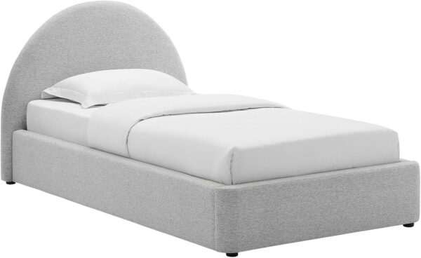 Modway Resort King Size Platform Bed with Arch Shaped Round Headboard in Taupeain-Resistant Performance Velvet King Bed, King Size Bed Frame, Soft Cloud Bed Frame, No Box Spring Needed
