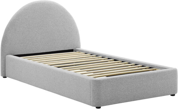 Modway Resort King Size Platform Bed with Arch Shaped Round Headboard in Taupeain-Resistant Performance Velvet King Bed, King Size Bed Frame, Soft Cloud Bed Frame, No Box Spring Needed