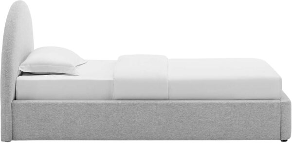 Modway Resort King Size Platform Bed with Arch Shaped Round Headboard in Taupeain-Resistant Performance Velvet King Bed, King Size Bed Frame, Soft Cloud Bed Frame, No Box Spring Needed