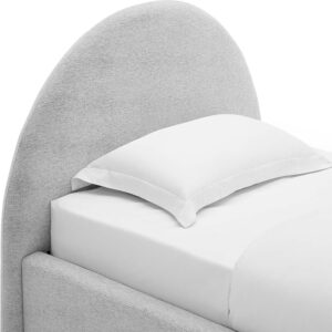 Modway Resort King Size Platform Bed with Arch Shaped Round Headboard in Taupeain-Resistant Performance Velvet King Bed, King Size Bed Frame, Soft Cloud Bed Frame, No Box Spring Needed