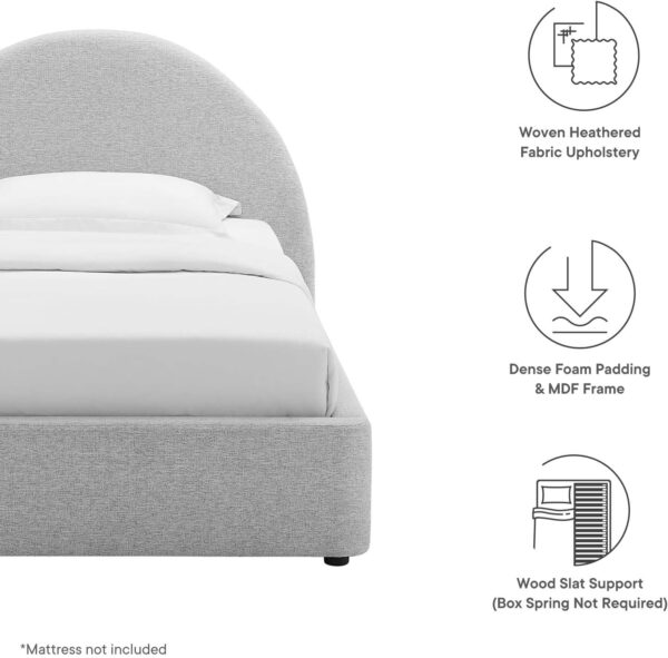 Modway Resort King Size Platform Bed with Arch Shaped Round Headboard in Taupeain-Resistant Performance Velvet King Bed, King Size Bed Frame, Soft Cloud Bed Frame, No Box Spring Needed