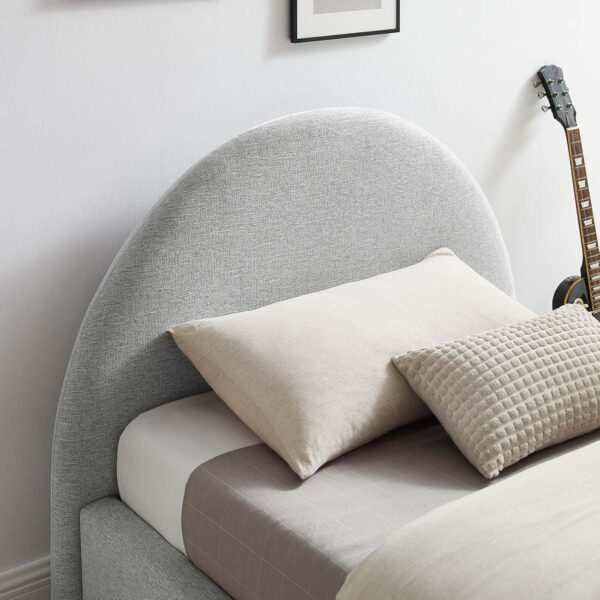 Modway Resort King Size Platform Bed with Arch Shaped Round Headboard in Taupeain-Resistant Performance Velvet King Bed, King Size Bed Frame, Soft Cloud Bed Frame, No Box Spring Needed