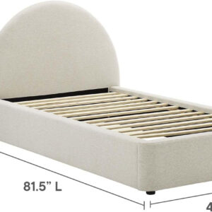 Modway Resort King Size Platform Bed with Arch Shaped Round Headboard in Taupeain-Resistant Performance Velvet King Bed, King Size Bed Frame, Soft Cloud Bed Frame, No Box Spring Needed