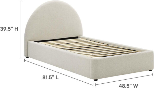 Modway Resort King Size Platform Bed with Arch Shaped Round Headboard in Taupeain-Resistant Performance Velvet King Bed, King Size Bed Frame, Soft Cloud Bed Frame, No Box Spring Needed