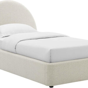 Modway Resort King Size Platform Bed with Arch Shaped Round Headboard in Taupeain-Resistant Performance Velvet King Bed, King Size Bed Frame, Soft Cloud Bed Frame, No Box Spring Needed