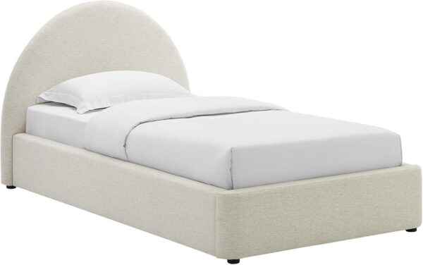 Modway Resort King Size Platform Bed with Arch Shaped Round Headboard in Taupeain-Resistant Performance Velvet King Bed, King Size Bed Frame, Soft Cloud Bed Frame, No Box Spring Needed