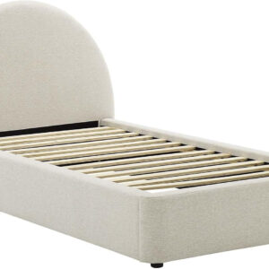 Modway Resort King Size Platform Bed with Arch Shaped Round Headboard in Taupeain-Resistant Performance Velvet King Bed, King Size Bed Frame, Soft Cloud Bed Frame, No Box Spring Needed