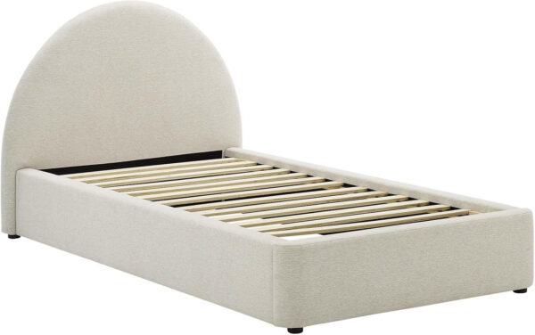 Modway Resort King Size Platform Bed with Arch Shaped Round Headboard in Taupeain-Resistant Performance Velvet King Bed, King Size Bed Frame, Soft Cloud Bed Frame, No Box Spring Needed
