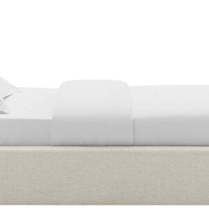 Modway Resort King Size Platform Bed with Arch Shaped Round Headboard in Taupeain-Resistant Performance Velvet King Bed, King Size Bed Frame, Soft Cloud Bed Frame, No Box Spring Needed