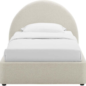 Modway Resort King Size Platform Bed with Arch Shaped Round Headboard in Taupeain-Resistant Performance Velvet King Bed, King Size Bed Frame, Soft Cloud Bed Frame, No Box Spring Needed