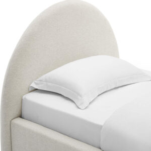 Modway Resort King Size Platform Bed with Arch Shaped Round Headboard in Taupeain-Resistant Performance Velvet King Bed, King Size Bed Frame, Soft Cloud Bed Frame, No Box Spring Needed