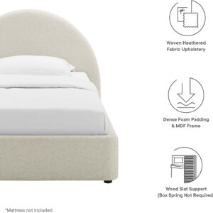 Modway Resort King Size Platform Bed with Arch Shaped Round Headboard in Taupeain-Resistant Performance Velvet King Bed, King Size Bed Frame, Soft Cloud Bed Frame, No Box Spring Needed