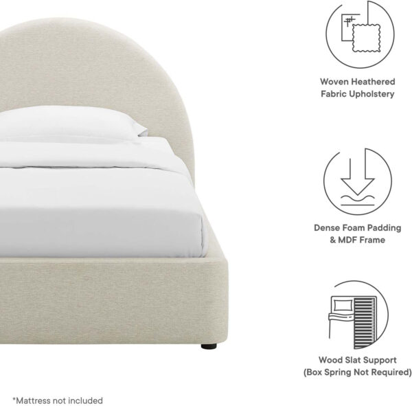 Modway Resort King Size Platform Bed with Arch Shaped Round Headboard in Taupeain-Resistant Performance Velvet King Bed, King Size Bed Frame, Soft Cloud Bed Frame, No Box Spring Needed