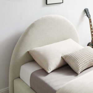 Modway Resort King Size Platform Bed with Arch Shaped Round Headboard in Taupeain-Resistant Performance Velvet King Bed, King Size Bed Frame, Soft Cloud Bed Frame, No Box Spring Needed