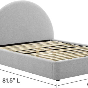 Modway Resort King Size Platform Bed with Arch Shaped Round Headboard in Taupeain-Resistant Performance Velvet King Bed, King Size Bed Frame, Soft Cloud Bed Frame, No Box Spring Needed