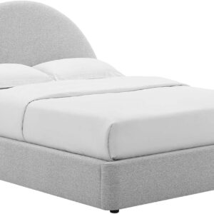 Modway Resort King Size Platform Bed with Arch Shaped Round Headboard in Taupeain-Resistant Performance Velvet King Bed, King Size Bed Frame, Soft Cloud Bed Frame, No Box Spring Needed