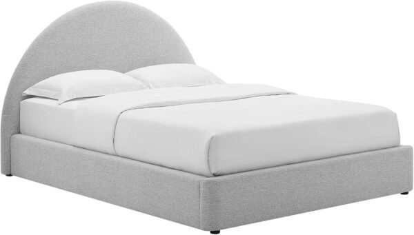 Modway Resort King Size Platform Bed with Arch Shaped Round Headboard in Taupeain-Resistant Performance Velvet King Bed, King Size Bed Frame, Soft Cloud Bed Frame, No Box Spring Needed