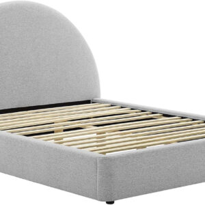 Modway Resort King Size Platform Bed with Arch Shaped Round Headboard in Taupeain-Resistant Performance Velvet King Bed, King Size Bed Frame, Soft Cloud Bed Frame, No Box Spring Needed