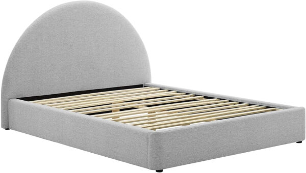 Modway Resort King Size Platform Bed with Arch Shaped Round Headboard in Taupeain-Resistant Performance Velvet King Bed, King Size Bed Frame, Soft Cloud Bed Frame, No Box Spring Needed