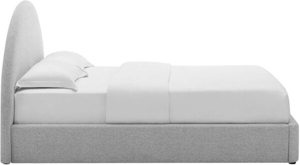 Modway Resort King Size Platform Bed with Arch Shaped Round Headboard in Taupeain-Resistant Performance Velvet King Bed, King Size Bed Frame, Soft Cloud Bed Frame, No Box Spring Needed