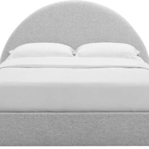 Modway Resort King Size Platform Bed with Arch Shaped Round Headboard in Taupeain-Resistant Performance Velvet King Bed, King Size Bed Frame, Soft Cloud Bed Frame, No Box Spring Needed