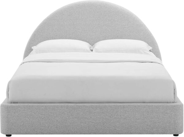 Modway Resort King Size Platform Bed with Arch Shaped Round Headboard in Taupeain-Resistant Performance Velvet King Bed, King Size Bed Frame, Soft Cloud Bed Frame, No Box Spring Needed