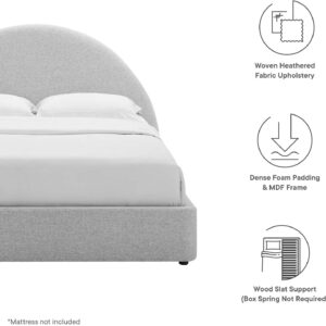 Modway Resort King Size Platform Bed with Arch Shaped Round Headboard in Taupeain-Resistant Performance Velvet King Bed, King Size Bed Frame, Soft Cloud Bed Frame, No Box Spring Needed