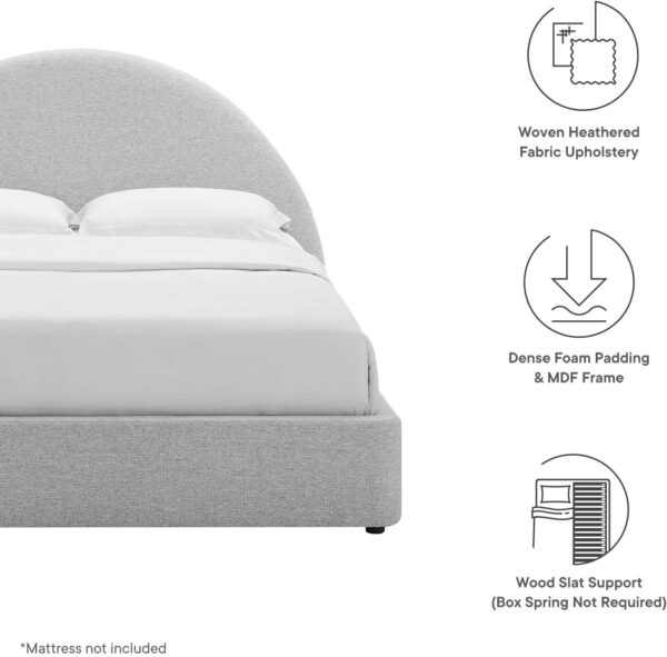 Modway Resort King Size Platform Bed with Arch Shaped Round Headboard in Taupeain-Resistant Performance Velvet King Bed, King Size Bed Frame, Soft Cloud Bed Frame, No Box Spring Needed