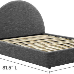 Modway Resort King Size Platform Bed with Arch Shaped Round Headboard in Taupeain-Resistant Performance Velvet King Bed, King Size Bed Frame, Soft Cloud Bed Frame, No Box Spring Needed