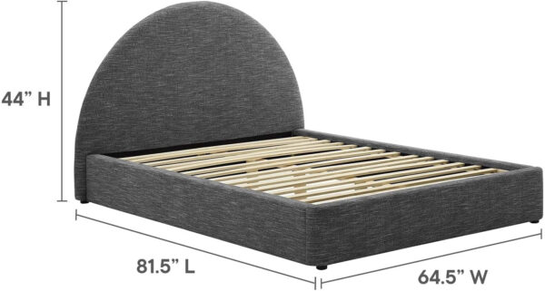 Modway Resort King Size Platform Bed with Arch Shaped Round Headboard in Taupeain-Resistant Performance Velvet King Bed, King Size Bed Frame, Soft Cloud Bed Frame, No Box Spring Needed