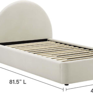 Modway Resort King Size Platform Bed with Arch Shaped Round Headboard in Taupeain-Resistant Performance Velvet King Bed, King Size Bed Frame, Soft Cloud Bed Frame, No Box Spring Needed