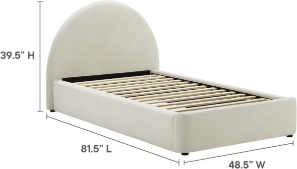 Modway Resort King Size Platform Bed with Arch Shaped Round Headboard in Taupeain-Resistant Performance Velvet King Bed, King Size Bed Frame, Soft Cloud Bed Frame, No Box Spring Needed
