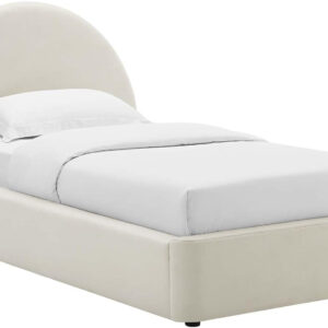 Modway Resort King Size Platform Bed with Arch Shaped Round Headboard in Taupeain-Resistant Performance Velvet King Bed, King Size Bed Frame, Soft Cloud Bed Frame, No Box Spring Needed