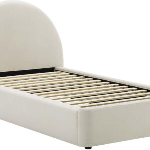 Modway Resort King Size Platform Bed with Arch Shaped Round Headboard in Taupeain-Resistant Performance Velvet King Bed, King Size Bed Frame, Soft Cloud Bed Frame, No Box Spring Needed