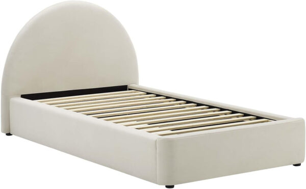 Modway Resort King Size Platform Bed with Arch Shaped Round Headboard in Taupeain-Resistant Performance Velvet King Bed, King Size Bed Frame, Soft Cloud Bed Frame, No Box Spring Needed