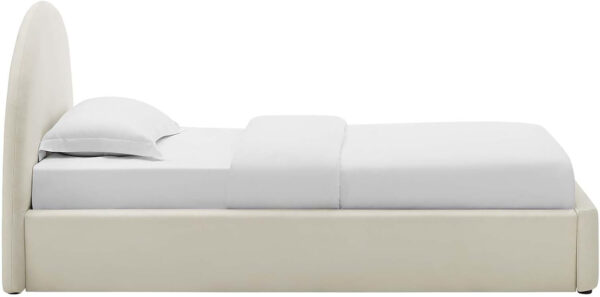 Modway Resort King Size Platform Bed with Arch Shaped Round Headboard in Taupeain-Resistant Performance Velvet King Bed, King Size Bed Frame, Soft Cloud Bed Frame, No Box Spring Needed