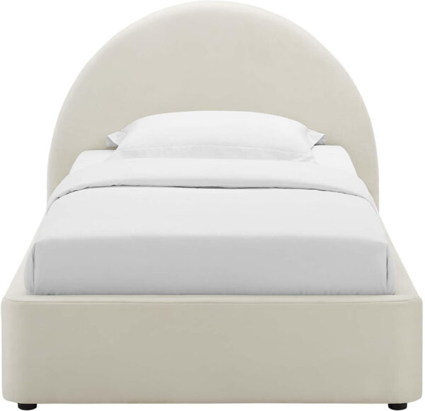 Modway Resort King Size Platform Bed with Arch Shaped Round Headboard in Taupeain-Resistant Performance Velvet King Bed, King Size Bed Frame, Soft Cloud Bed Frame, No Box Spring Needed