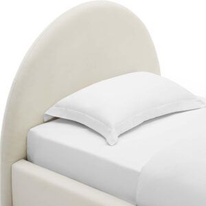 Modway Resort King Size Platform Bed with Arch Shaped Round Headboard in Taupeain-Resistant Performance Velvet King Bed, King Size Bed Frame, Soft Cloud Bed Frame, No Box Spring Needed