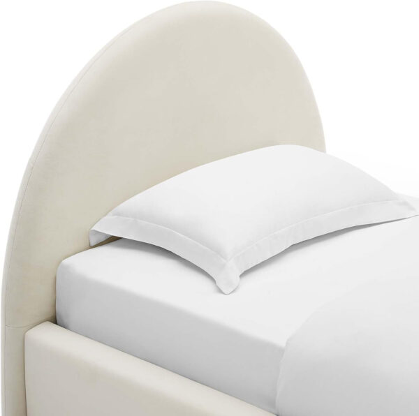 Modway Resort King Size Platform Bed with Arch Shaped Round Headboard in Taupeain-Resistant Performance Velvet King Bed, King Size Bed Frame, Soft Cloud Bed Frame, No Box Spring Needed