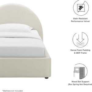 Modway Resort King Size Platform Bed with Arch Shaped Round Headboard in Taupeain-Resistant Performance Velvet King Bed, King Size Bed Frame, Soft Cloud Bed Frame, No Box Spring Needed