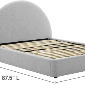 Modway Resort King Size Platform Bed with Arch Shaped Round Headboard in Taupeain-Resistant Performance Velvet King Bed, King Size Bed Frame, Soft Cloud Bed Frame, No Box Spring Needed