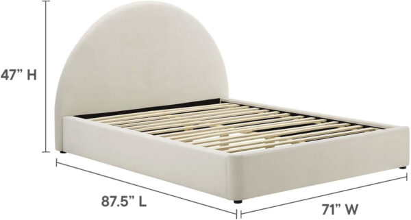 Modway Resort King Size Platform Bed with Arch Shaped Round Headboard in Taupeain-Resistant Performance Velvet King Bed, King Size Bed Frame, Soft Cloud Bed Frame, No Box Spring Needed