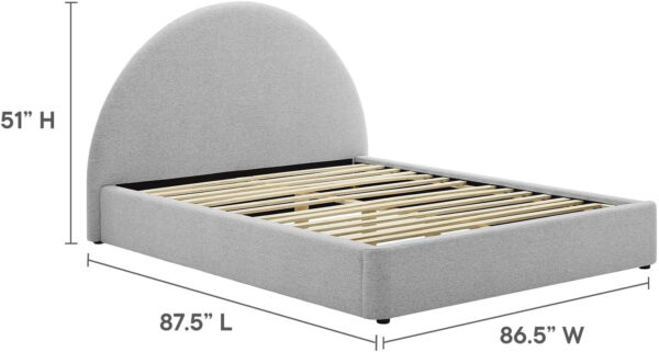 Modway Resort King Size Platform Bed with Arch Shaped Round Headboard in Taupeain-Resistant Performance Velvet King Bed, King Size Bed Frame, Soft Cloud Bed Frame, No Box Spring Needed