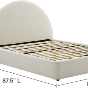 Modway Resort King Size Platform Bed with Arch Shaped Round Headboard in Taupeain-Resistant Performance Velvet King Bed, King Size Bed Frame, Soft Cloud Bed Frame, No Box Spring Needed